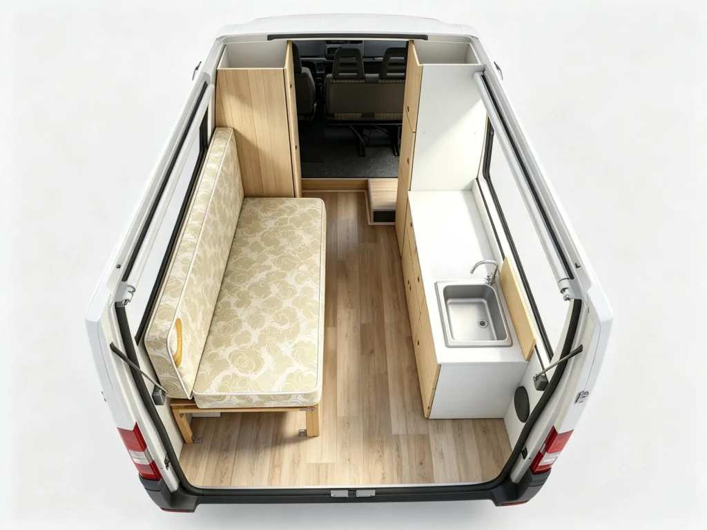 plan 3d vue du dessus boxer van